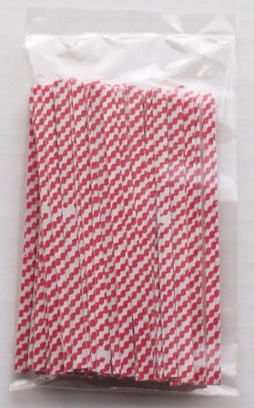 RED-WHITE CANDY STRIPE 4 Inch Twistie Bag Ties (Qty 100)